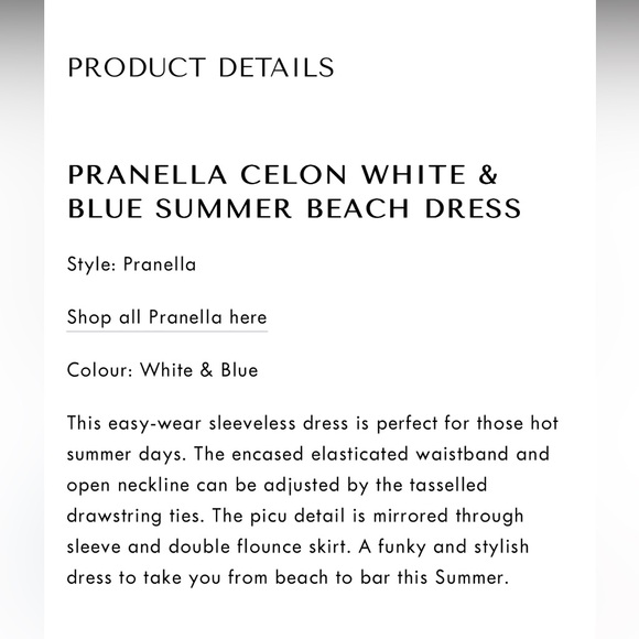 Pranella Celon Blue & White Summer Beach Dress size Large - Picture 15 of 16